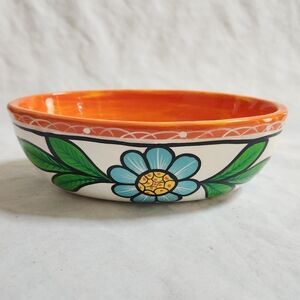 Orange Talavera Pottery Oval Bowl